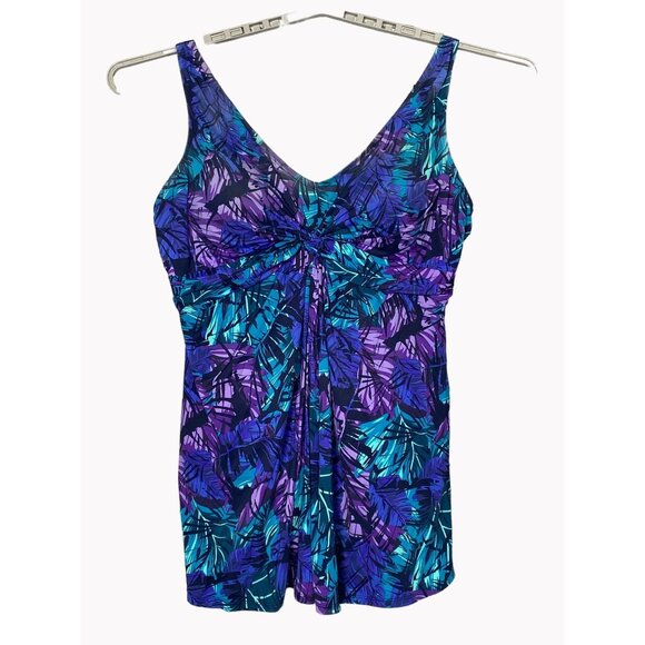 Swim365 Womens size 24 Tropical Leaf Print One-Piece Swimsuit Tummy Control - Picture 1 of 7